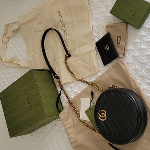GG Marmont mini round shoulder bag and card case
